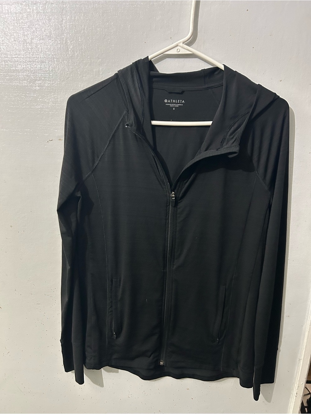 Athleta Black Lightweight Hooded Zip Jacket